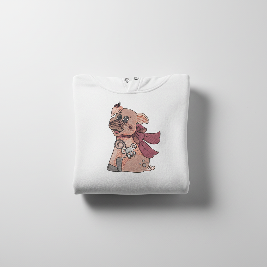 Pig &amp; Mouse Besties Machine Embroidered Sweatshirt – Hand Finished in Dubai | EmbroMania