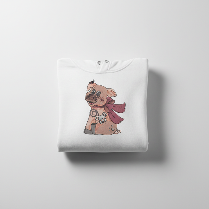 Pig &amp; Mouse Besties Machine Embroidered Sweatshirt – Hand Finished in Dubai | EmbroMania