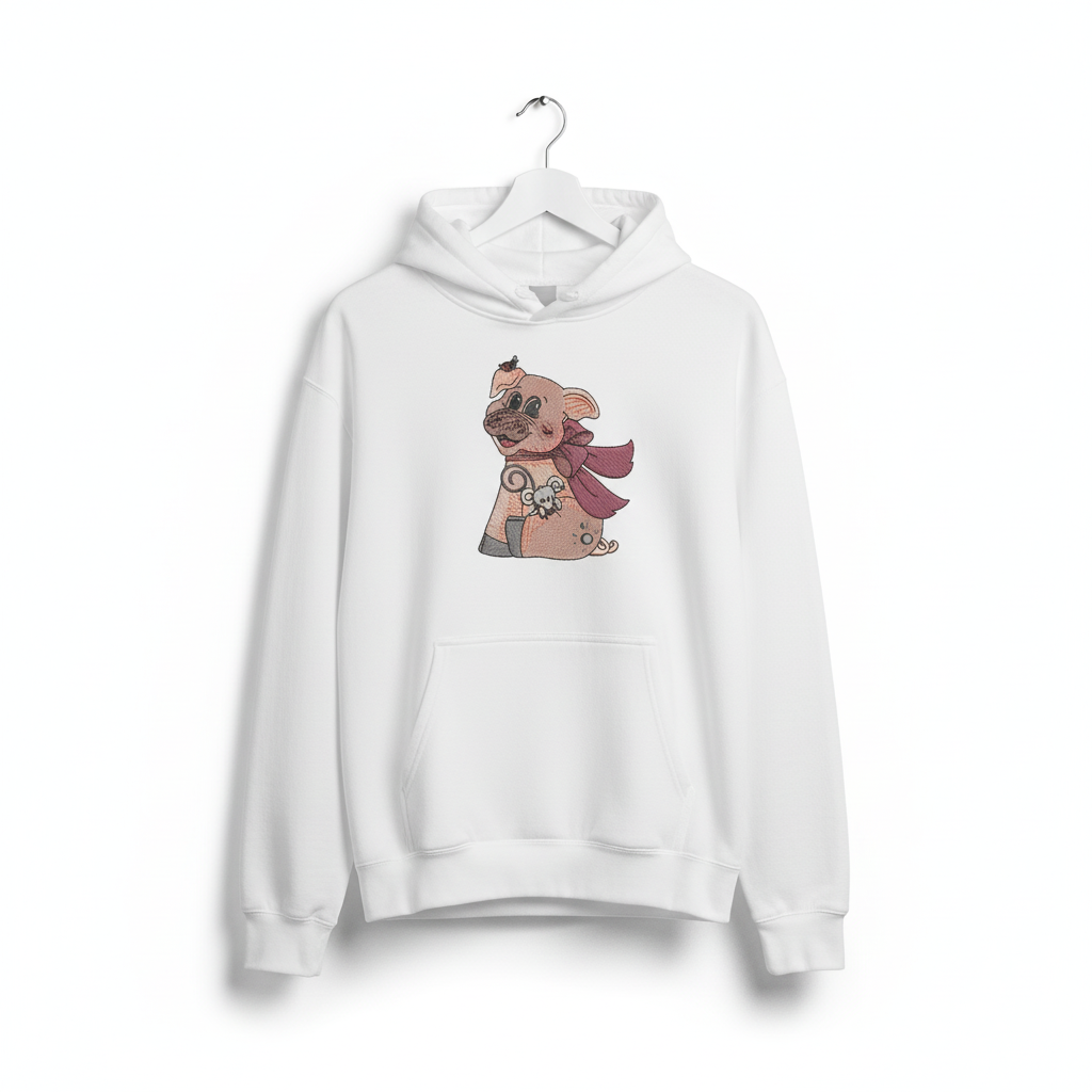 Pig &amp; Mouse Besties Machine Embroidered Sweatshirt – Hand Finished in Dubai | EmbroMania