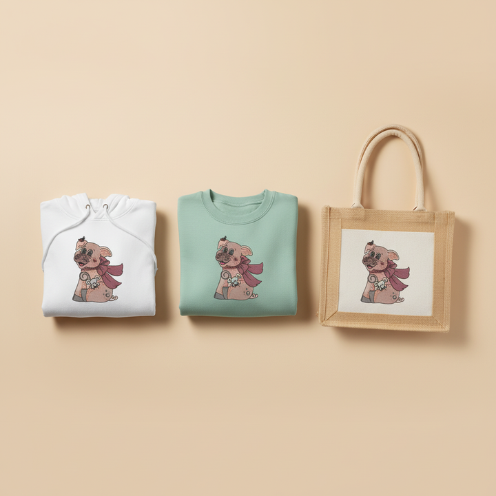 Pig &amp; Mouse Besties Machine Embroidered Sweatshirt – Hand Finished in Dubai | EmbroMania