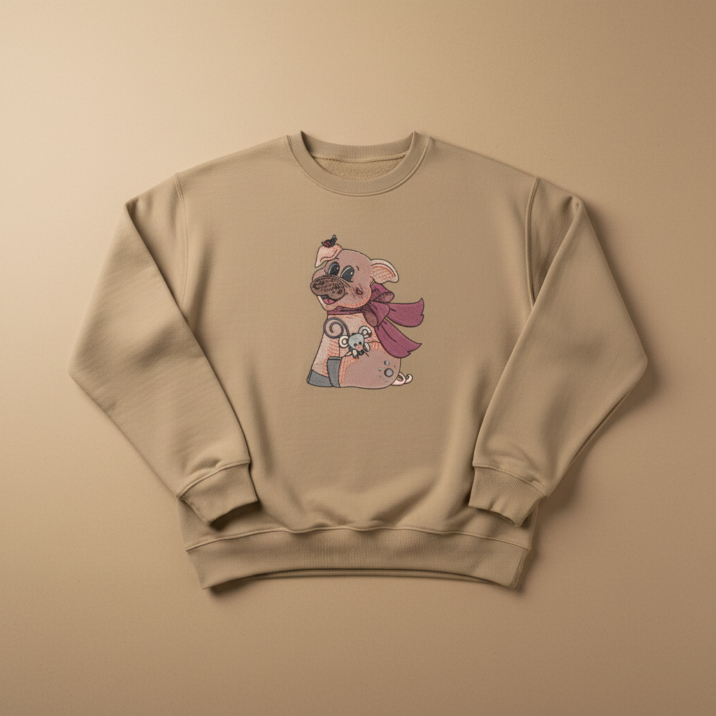 Pig &amp; Mouse Besties Machine Embroidered Sweatshirt – Hand Finished in Dubai | EmbroMania