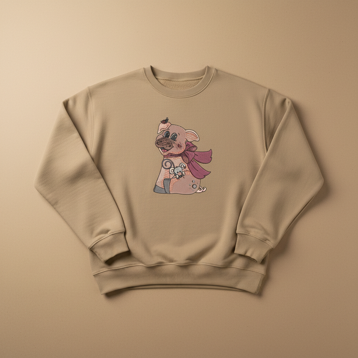 Pig &amp; Mouse Besties Machine Embroidered Sweatshirt – Hand Finished in Dubai | EmbroMania