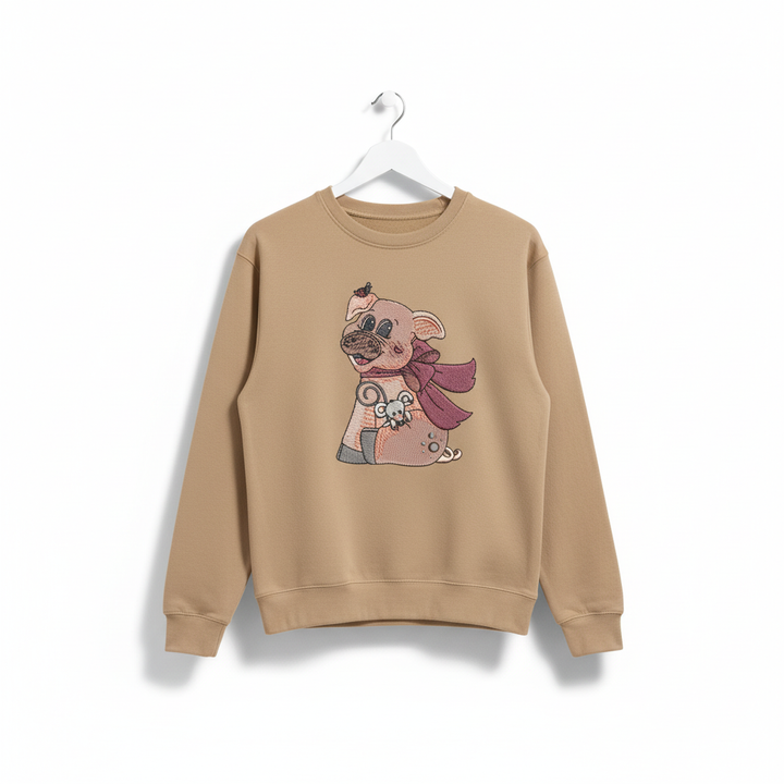 Pig &amp; Mouse Besties Machine Embroidered Sweatshirt – Hand Finished in Dubai | EmbroMania