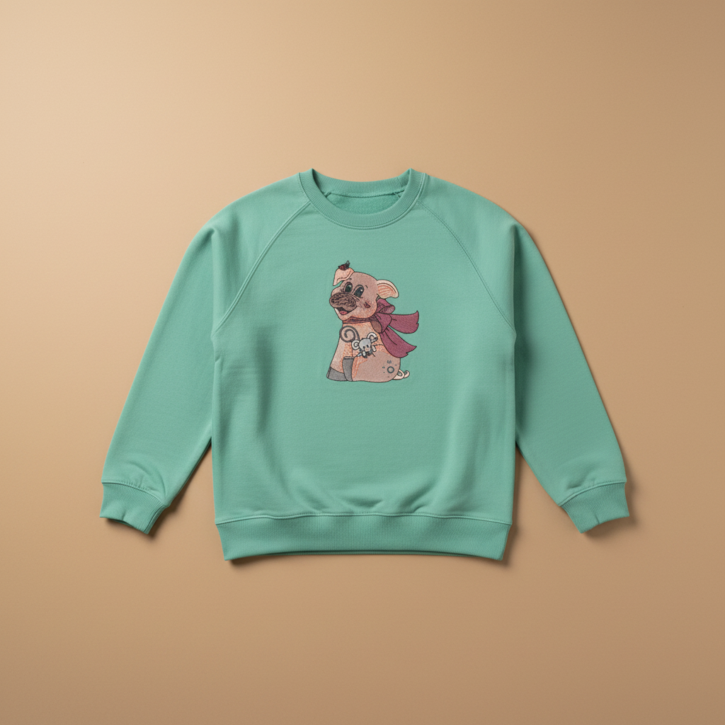 Pig &amp; Mouse Besties Machine Embroidered Sweatshirt – Hand Finished in Dubai | EmbroMania