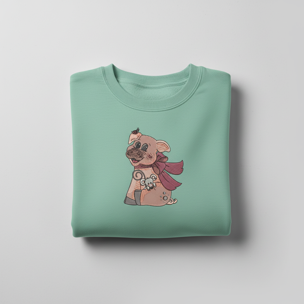 Pig &amp; Mouse Besties Machine Embroidered Sweatshirt – Hand Finished in Dubai | EmbroMania