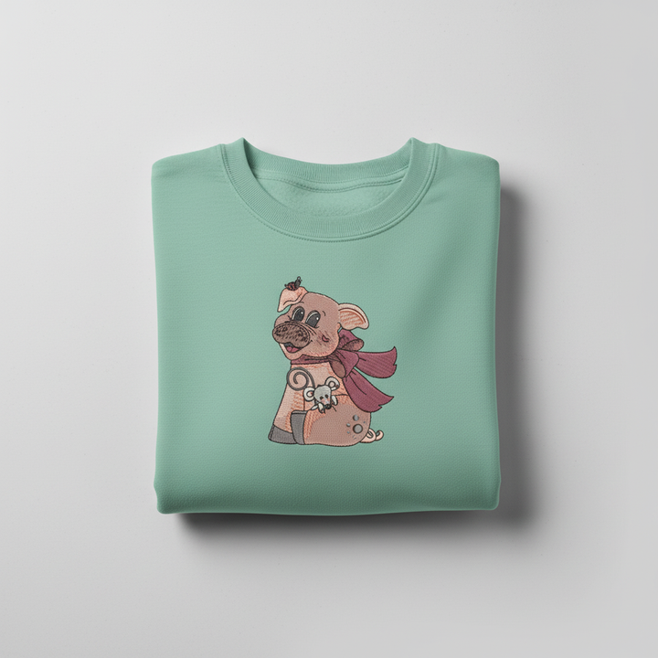 Pig &amp; Mouse Besties Machine Embroidered Sweatshirt – Hand Finished in Dubai | EmbroMania