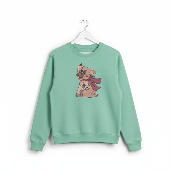 Pig &amp; Mouse Besties Machine Embroidered Sweatshirt – Hand Finished in Dubai | EmbroMania