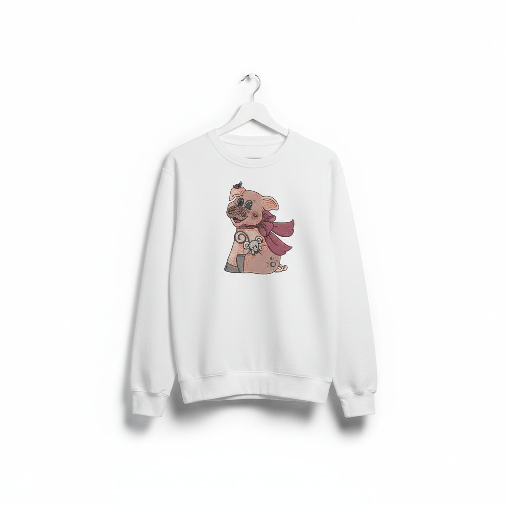 Pig &amp; Mouse Besties Machine Embroidered Sweatshirt – Hand Finished in Dubai | EmbroMania
