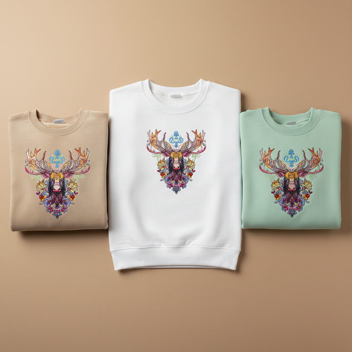 Baroque Moose — Premium Embroidered Sweatshirt | Original EmbroMania Design