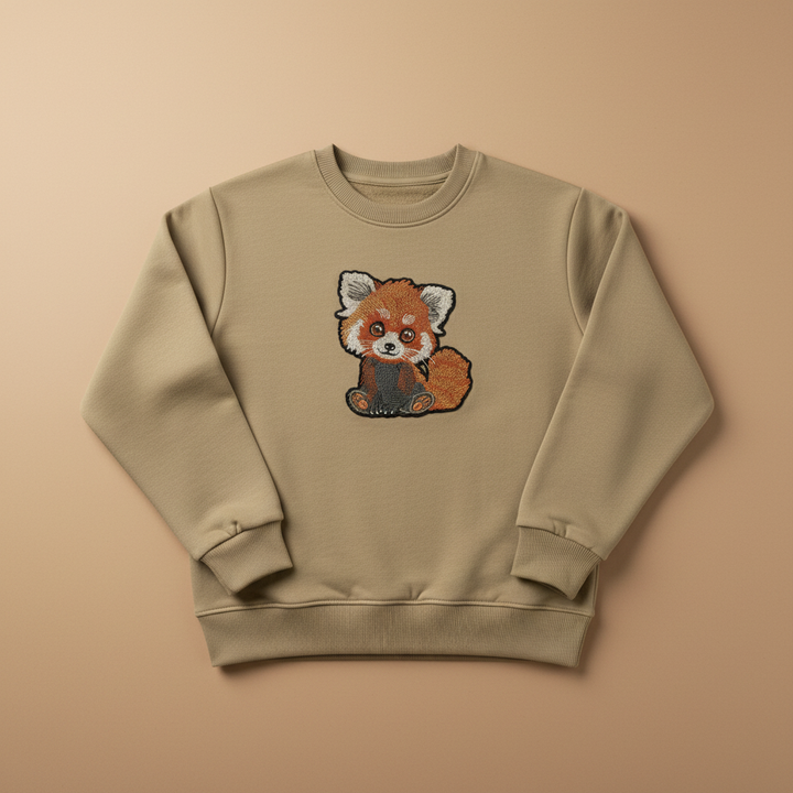 Red Panda — Premium Embroidered Sweatshirt | Original EmbroMania Design