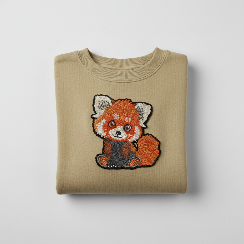 Red Panda — Premium Embroidered Sweatshirt | Original EmbroMania Design