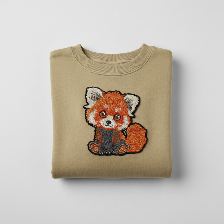 Red Panda — Premium Embroidered Sweatshirt | Original EmbroMania Design