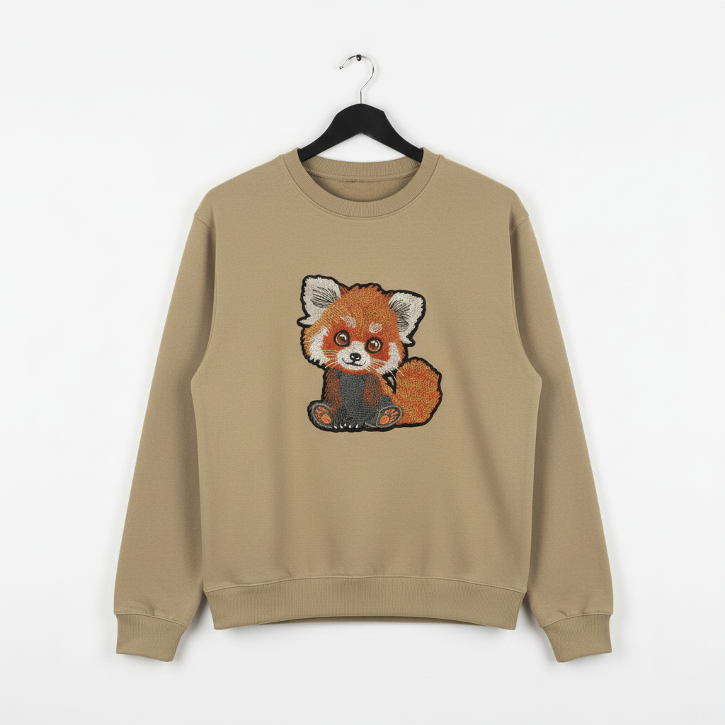 Red Panda — Premium Embroidered Sweatshirt | Original EmbroMania Design