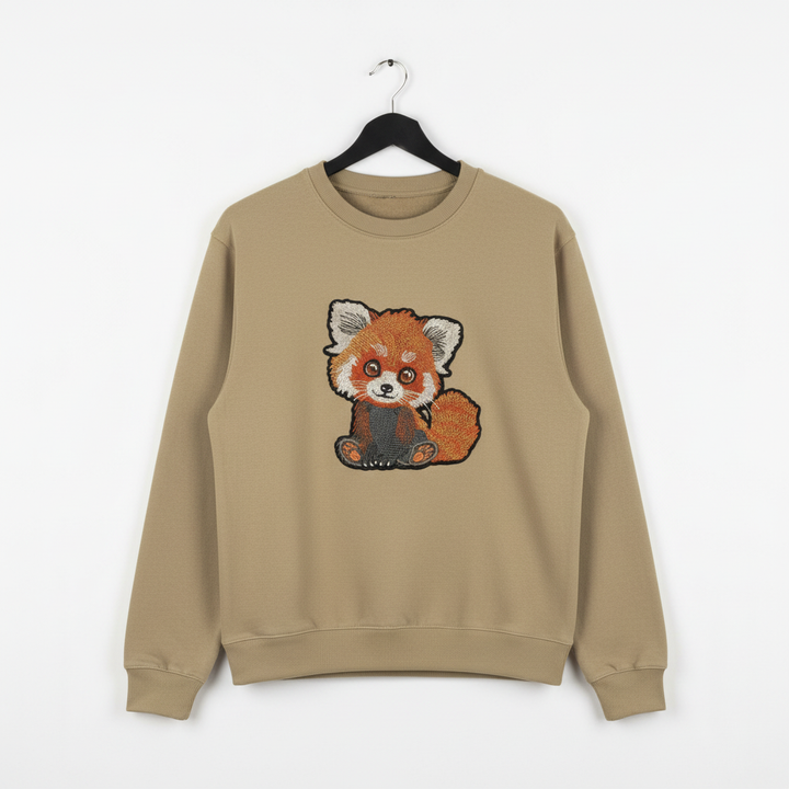 Red Panda — Premium Embroidered Sweatshirt | Original EmbroMania Design