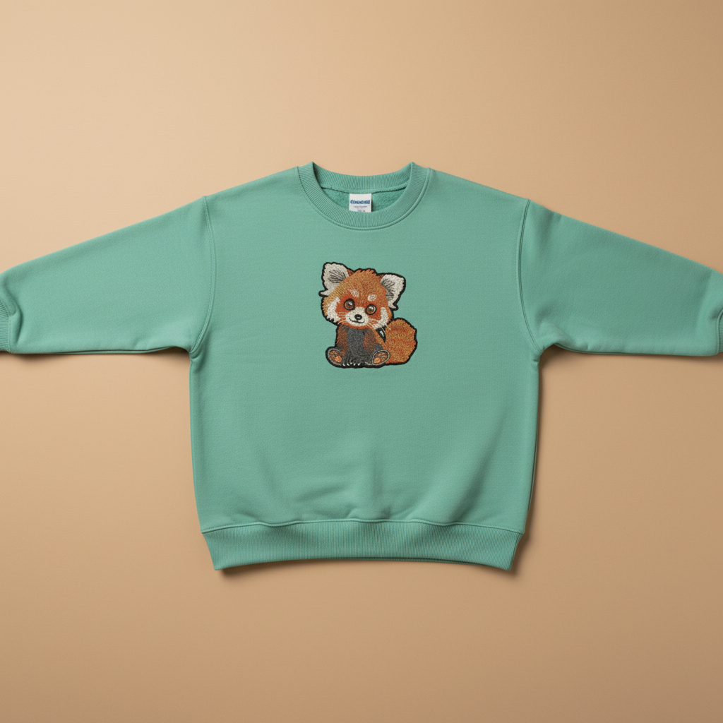 Red Panda — Premium Embroidered Sweatshirt | Original EmbroMania Design