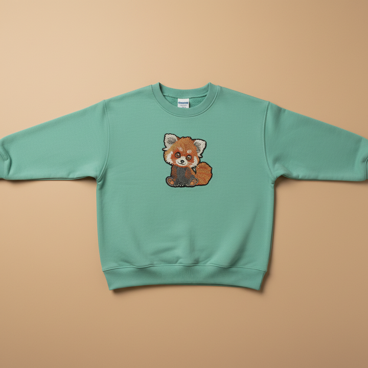 Red Panda — Premium Embroidered Sweatshirt | Original EmbroMania Design