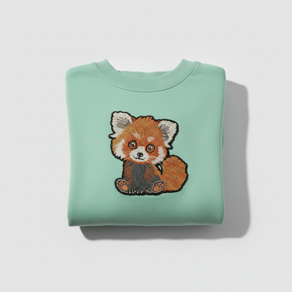 Red Panda — Premium Embroidered Sweatshirt | Original EmbroMania Design