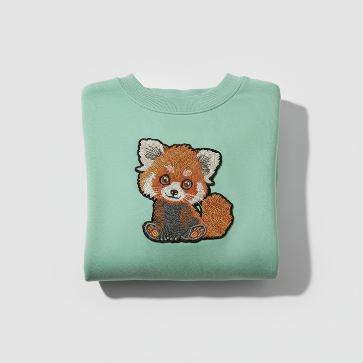 Red Panda — Premium Embroidered Sweatshirt | Original EmbroMania Design