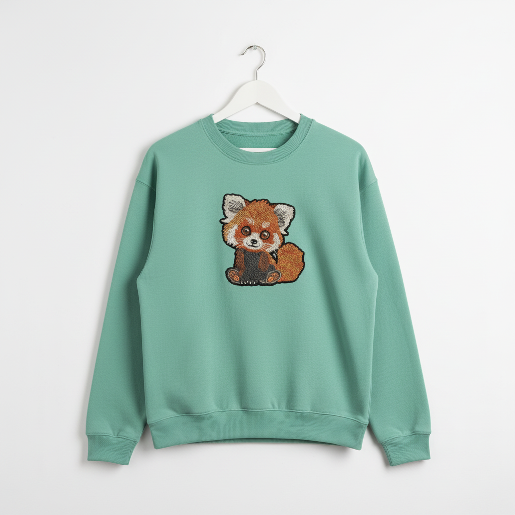 Red Panda — Premium Embroidered Sweatshirt | Original EmbroMania Design
