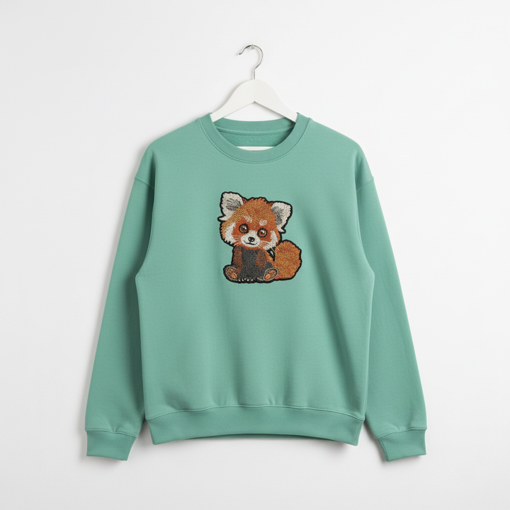 Red Panda — Premium Embroidered Sweatshirt | Original EmbroMania Design