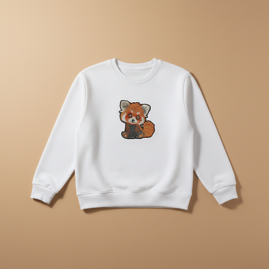 Red Panda — Premium Embroidered Sweatshirt | Original EmbroMania Design