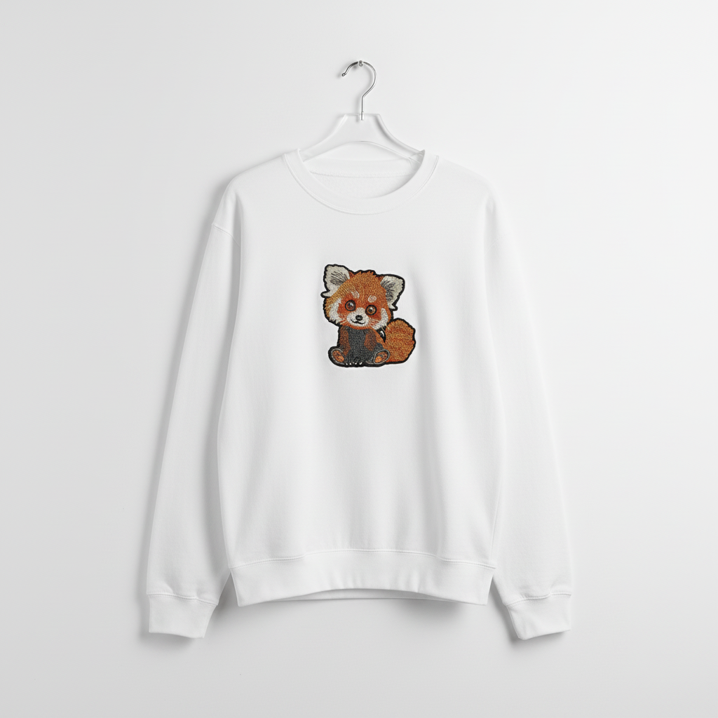 Red Panda — Premium Embroidered Sweatshirt | Original EmbroMania Design