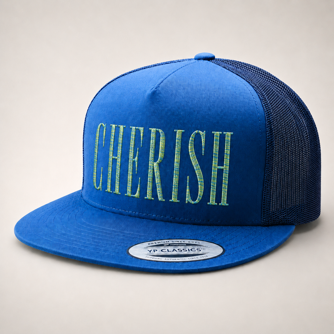 Blue cap with &