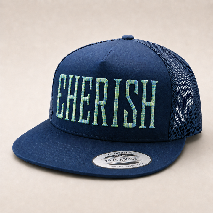 Blue cap with &