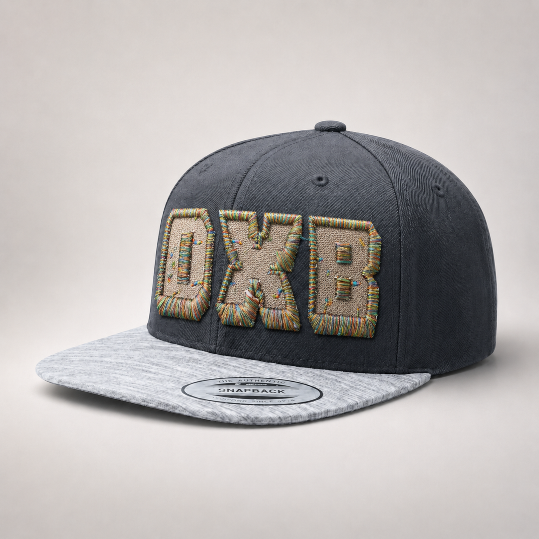 Dark gray cap with &