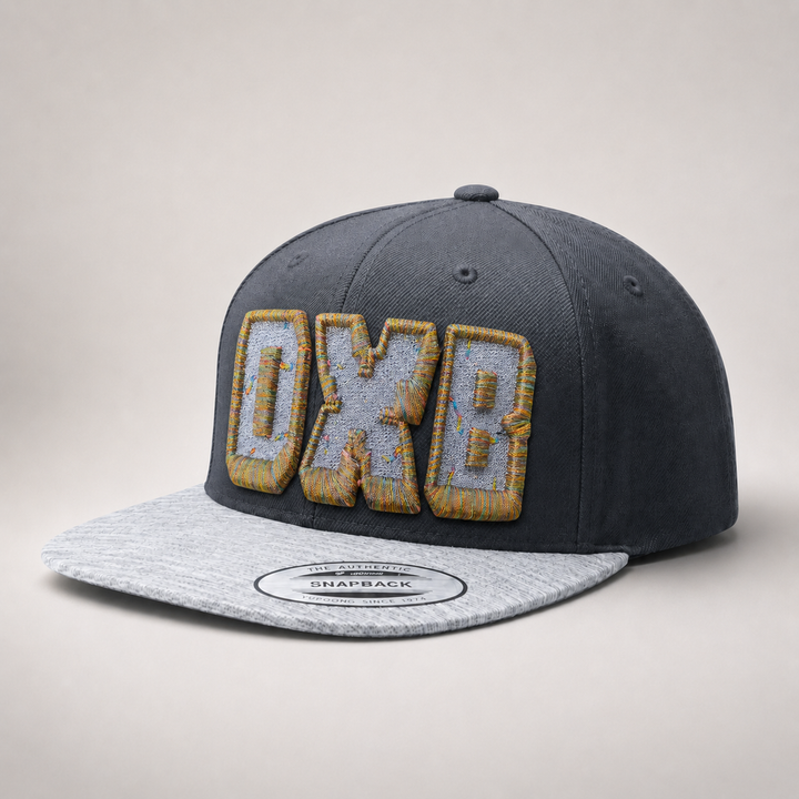 Gray and black cap with &
