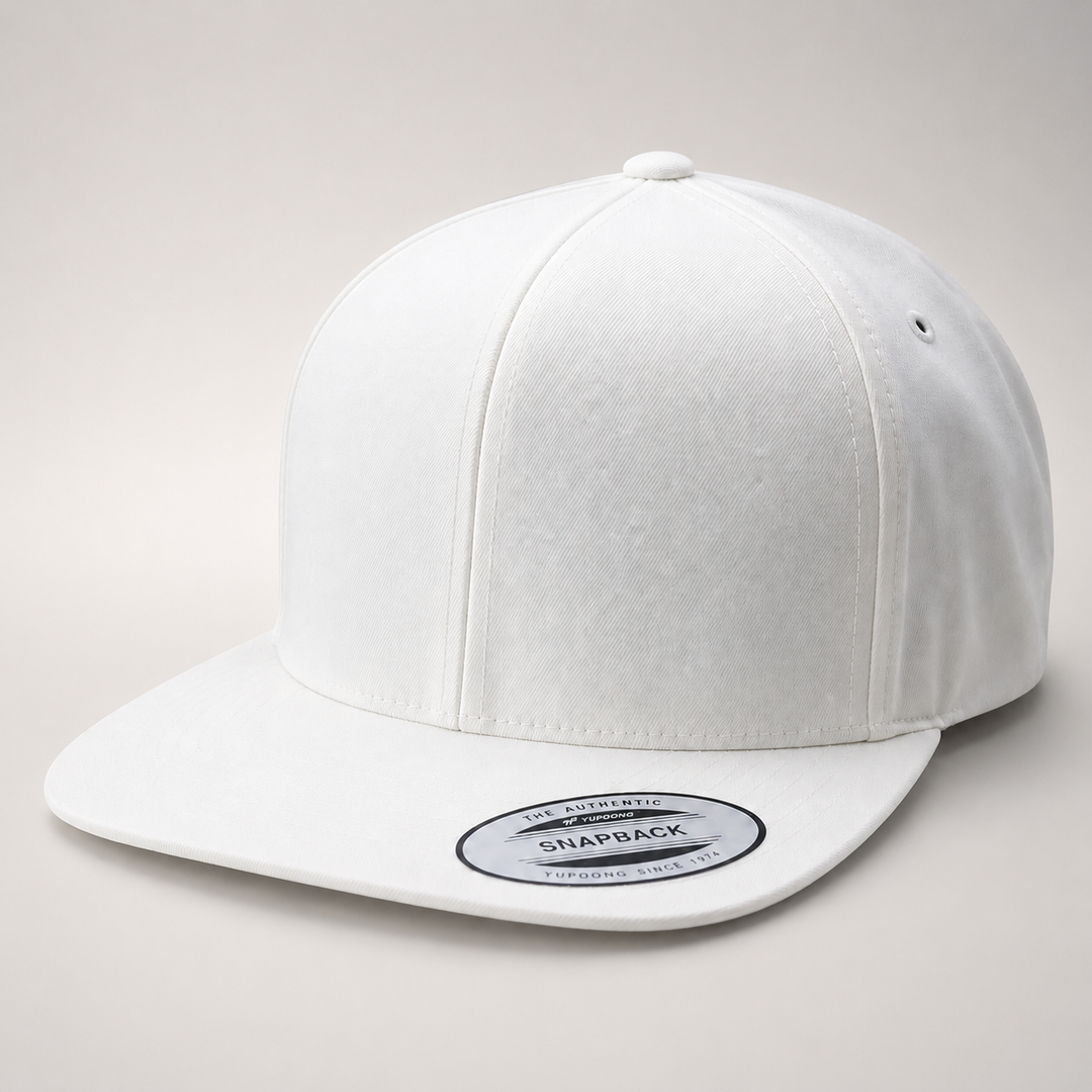 White baseball cap on a light gray background