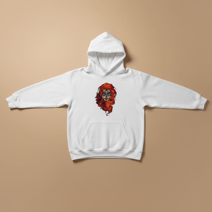 Sugar Skull Rose Queen — Premium Embroidered Hoodie | Original EmbroMania Design
