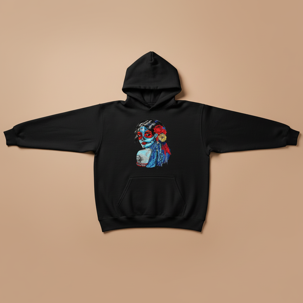 Sugar Skull Lady — Embroidered Hoodie | EmbroMania