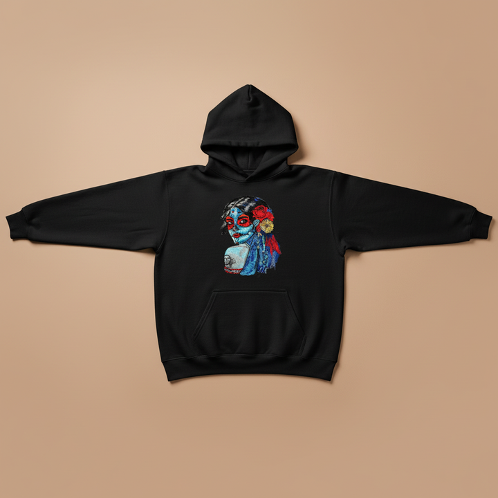 Sugar Skull Lady — Embroidered Hoodie | EmbroMania