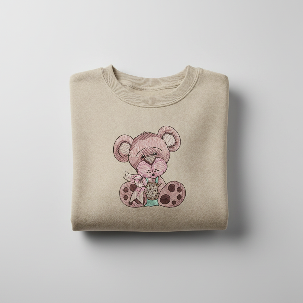 Teddy Bear Cookie — Premium Embroidered Collection | Hoodie • Sweatshirt • Jute Tote | Original EmbroMania Design