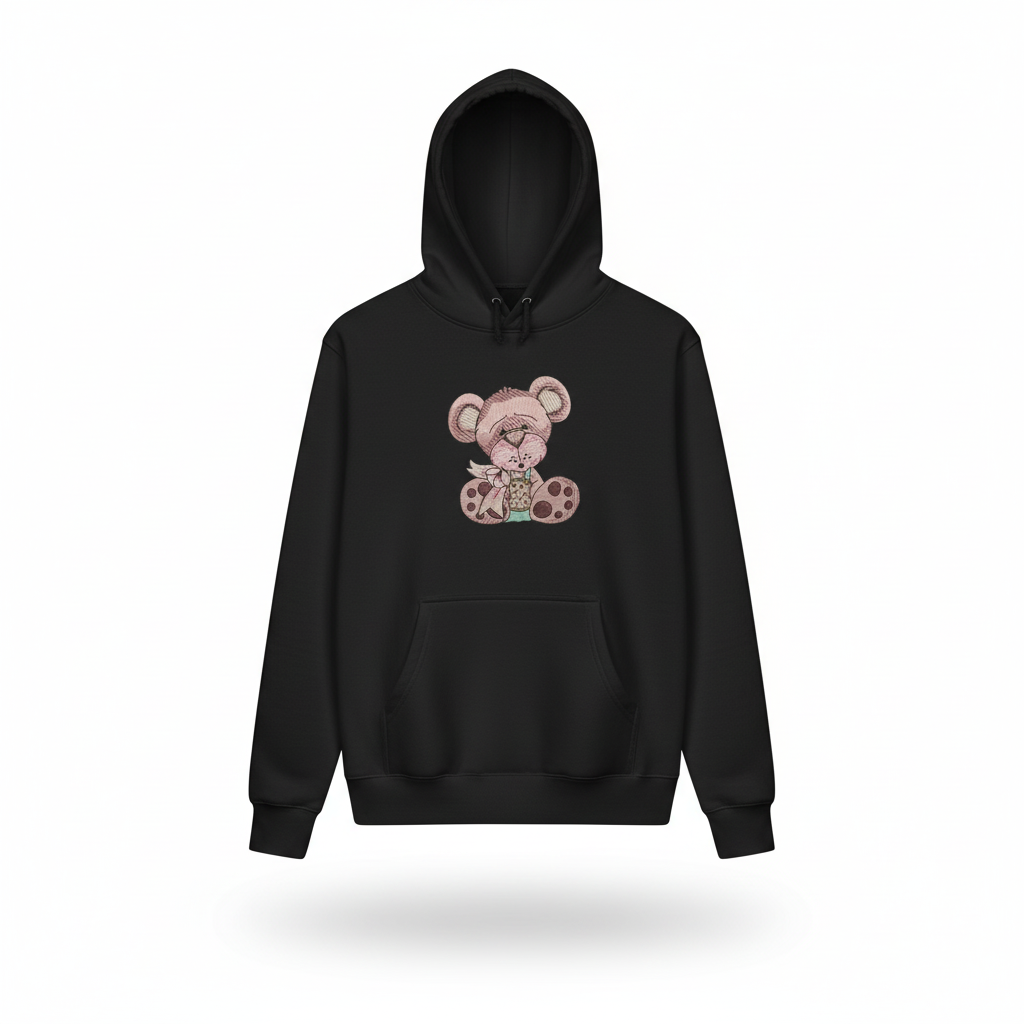 Teddy Bear Cookie — Premium Embroidered Collection | Hoodie • Sweatshirt • Jute Tote | Original EmbroMania Design