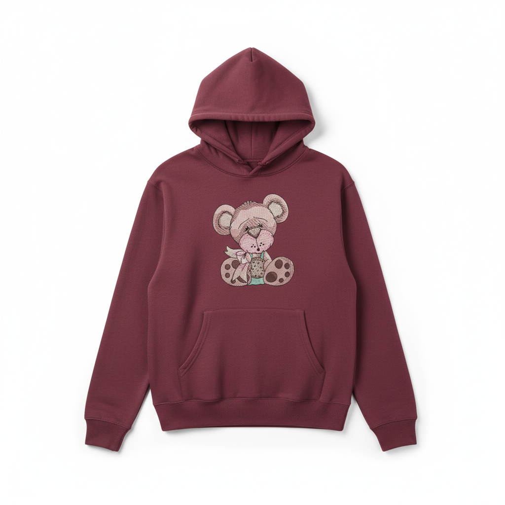 Teddy Bear Cookie — Premium Embroidered Collection | Hoodie • Sweatshirt • Jute Tote | Original EmbroMania Design