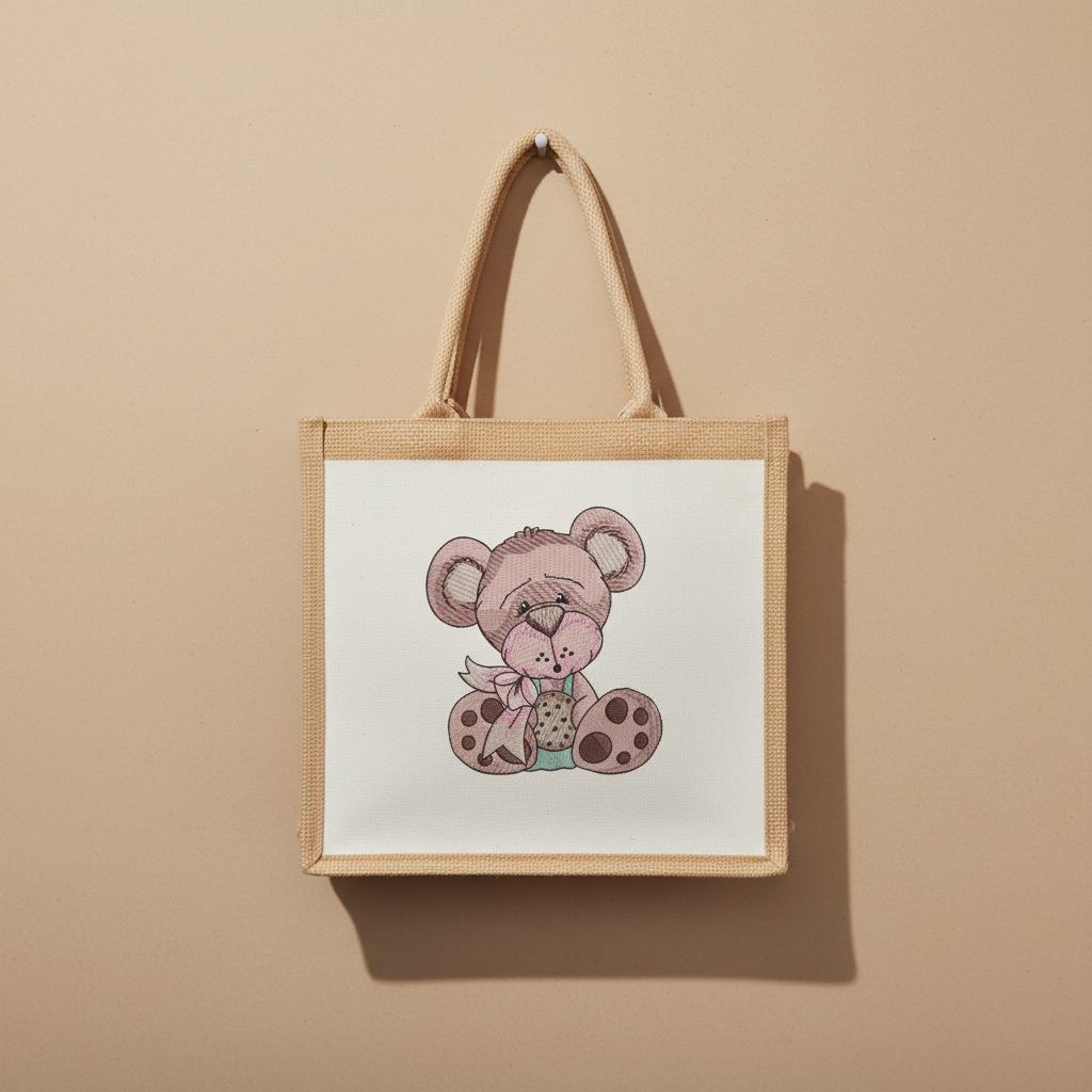 Teddy Bear Cookie — Premium Embroidered Collection | Hoodie • Sweatshirt • Jute Tote | Original EmbroMania Design