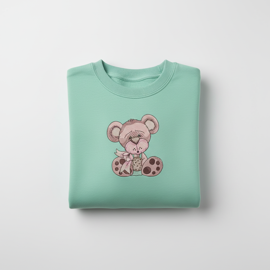 Teddy Bear Cookie — Premium Embroidered Collection | Hoodie • Sweatshirt • Jute Tote | Original EmbroMania Design