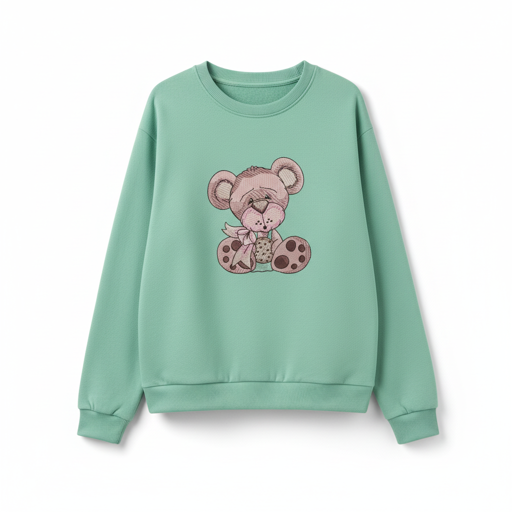 Teddy Bear Cookie — Premium Embroidered Collection | Hoodie • Sweatshirt • Jute Tote | Original EmbroMania Design
