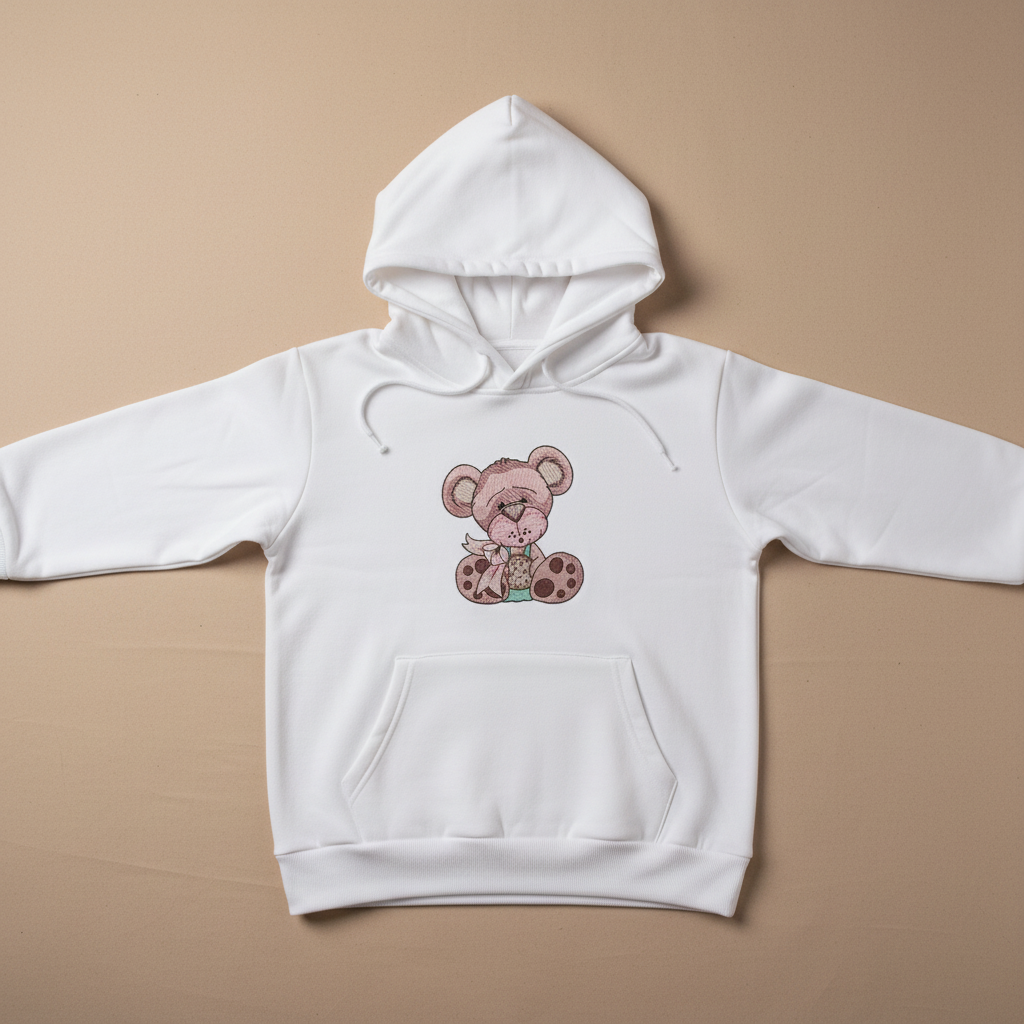 Teddy Bear Cookie — Premium Embroidered Collection | Hoodie • Sweatshirt • Jute Tote | Original EmbroMania Design