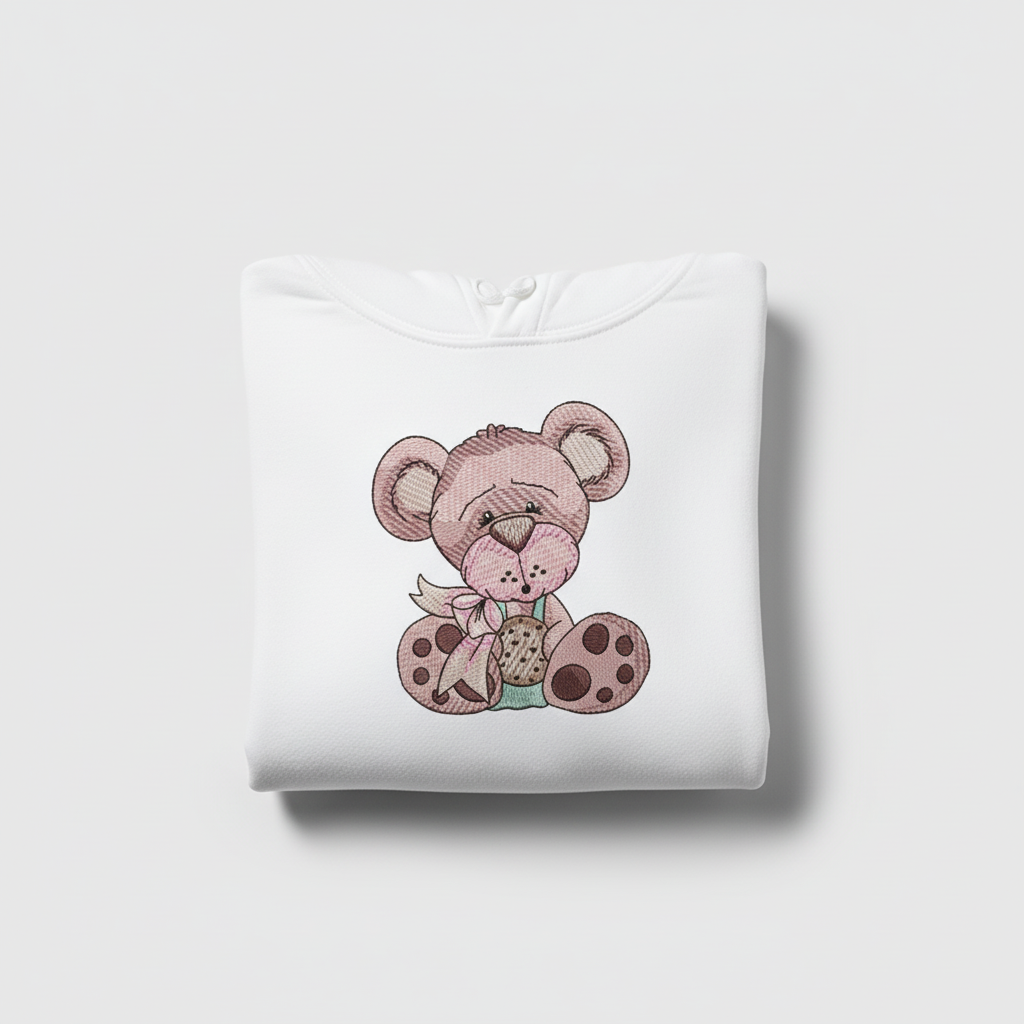 Teddy Bear Cookie — Premium Embroidered Collection | Hoodie • Sweatshirt • Jute Tote | Original EmbroMania Design