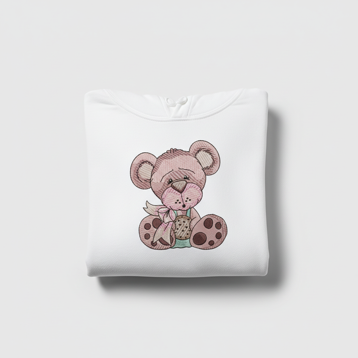 Teddy Bear Cookie — Premium Embroidered Collection | Hoodie • Sweatshirt • Jute Tote | Original EmbroMania Design