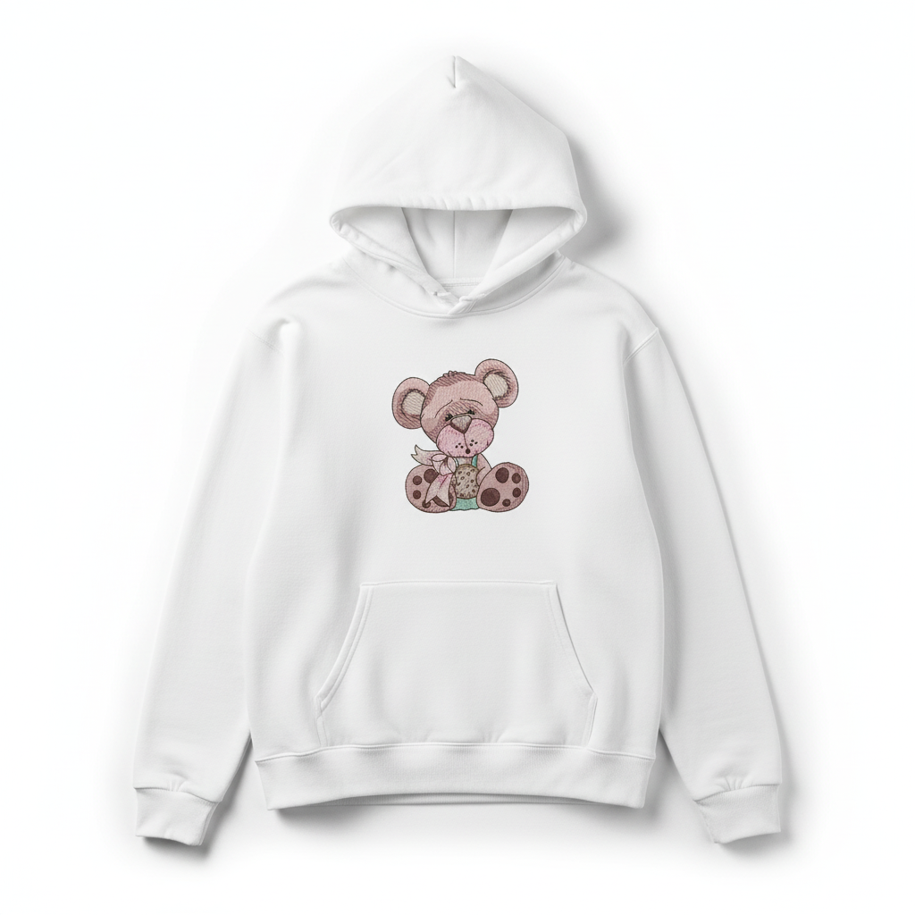 Teddy Bear Cookie — Premium Embroidered Collection | Hoodie • Sweatshirt • Jute Tote | Original EmbroMania Design