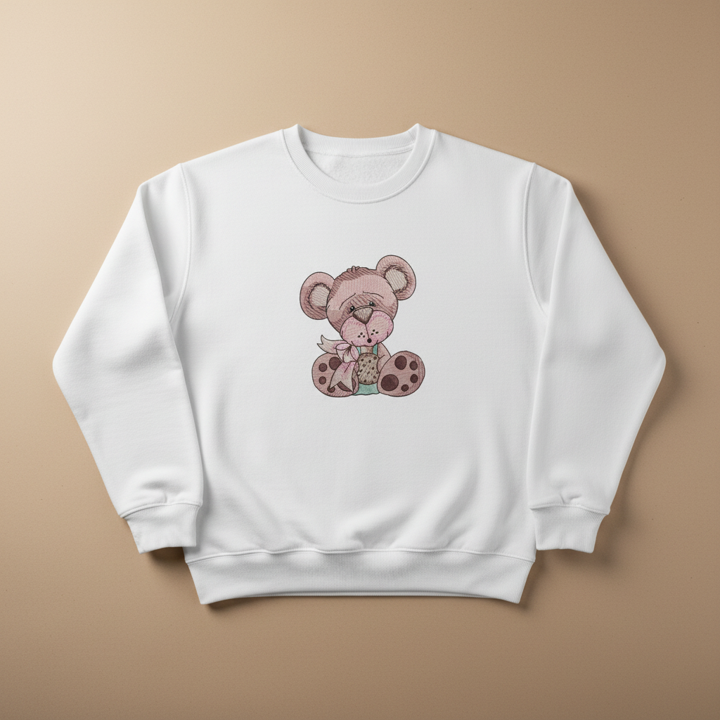 Teddy Bear Cookie — Premium Embroidered Collection | Hoodie • Sweatshirt • Jute Tote | Original EmbroMania Design