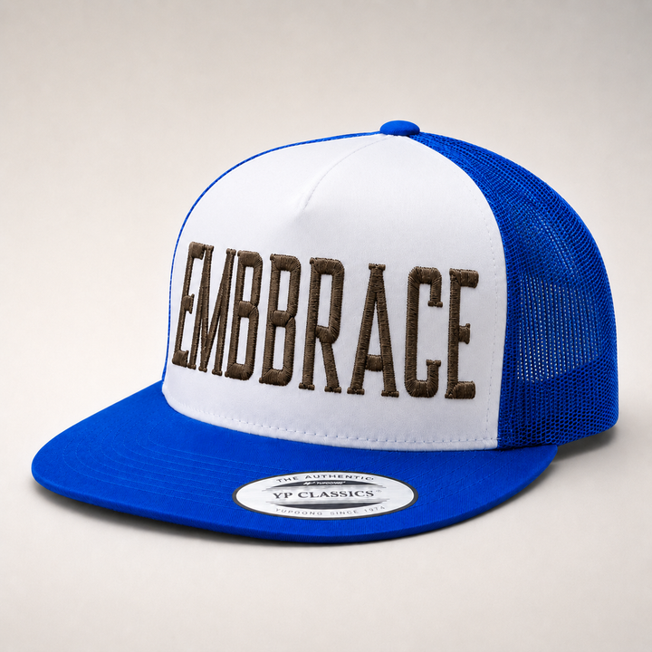 Blue and white cap with &