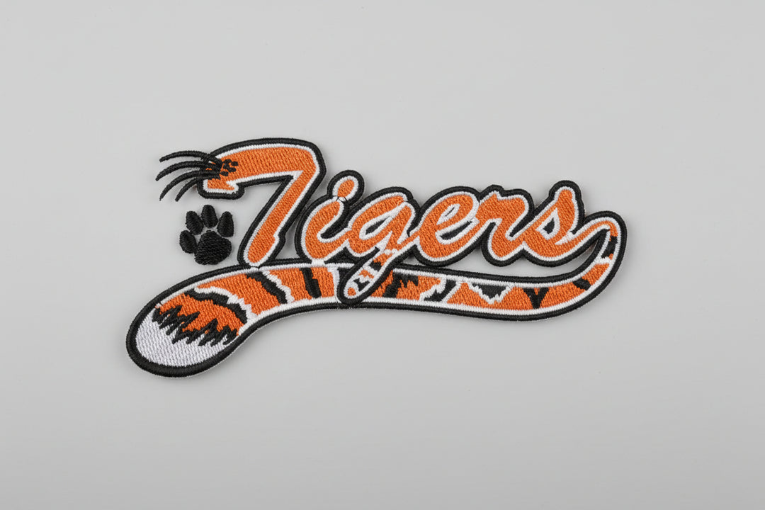 Embroidered patch with &