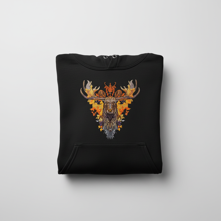 Autumn Leaf Moose — Embroidered Hoodie | EmbroMania