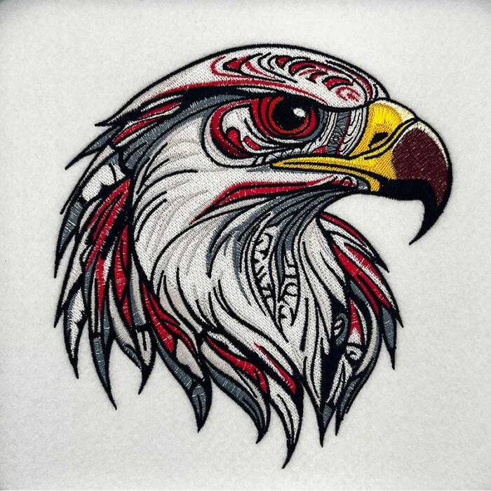 Eagle Head Machine Embroidered Sweatshirt – Hand Finished in Dubai | EmbroMania
