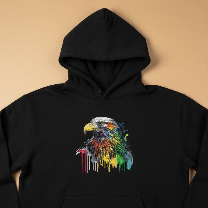 Vivid Eagle — Premium Embroidered Hoodie | Original EmbroMania Design